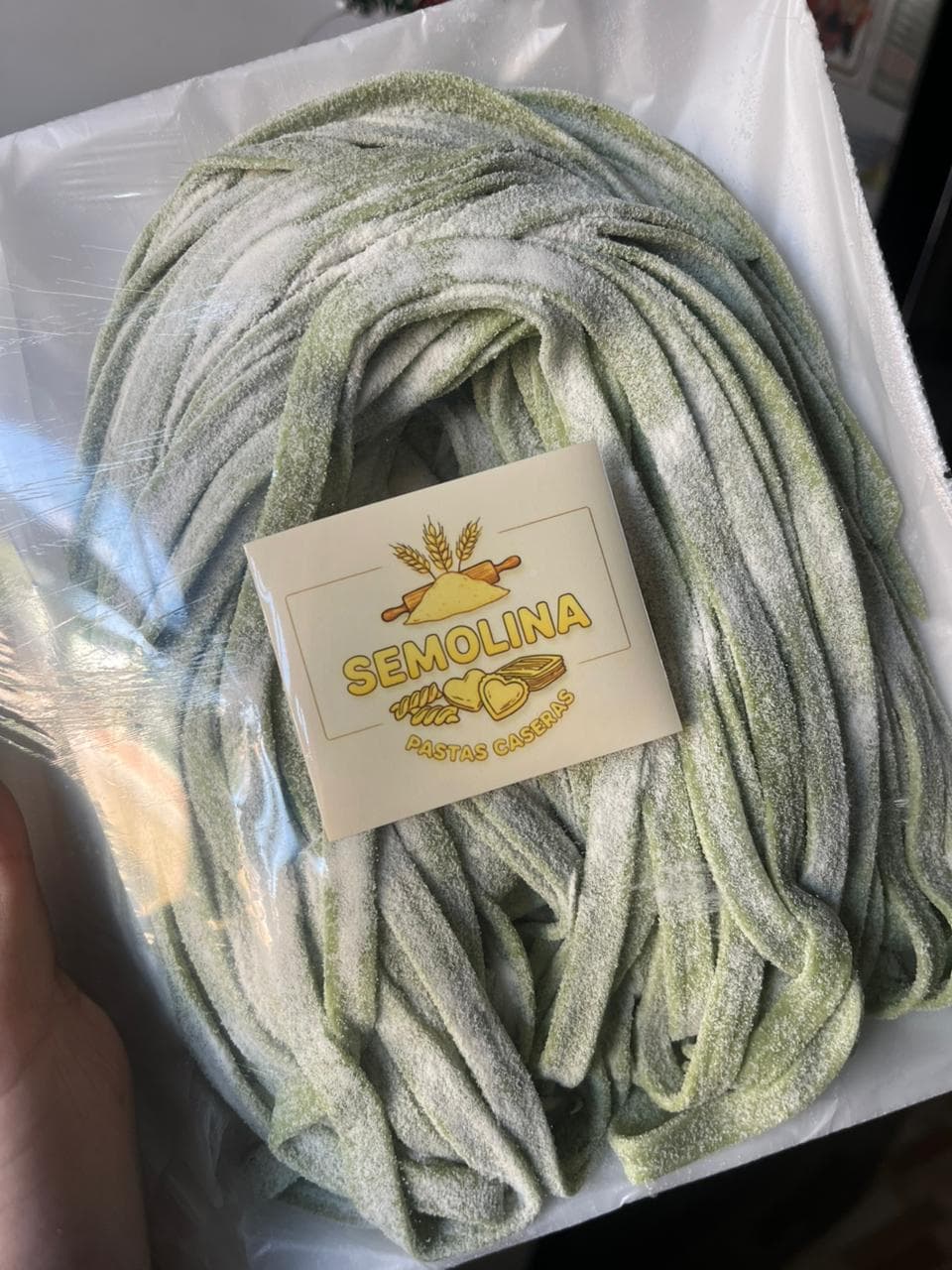 Fideos de espinaca